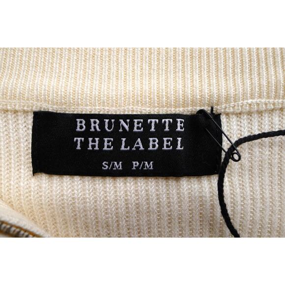 BRUNETTE THE LABEL CANADA Ribbed Knit Half-Zip Popover Sweater S/M NWT $109 - Picture 11 of 15